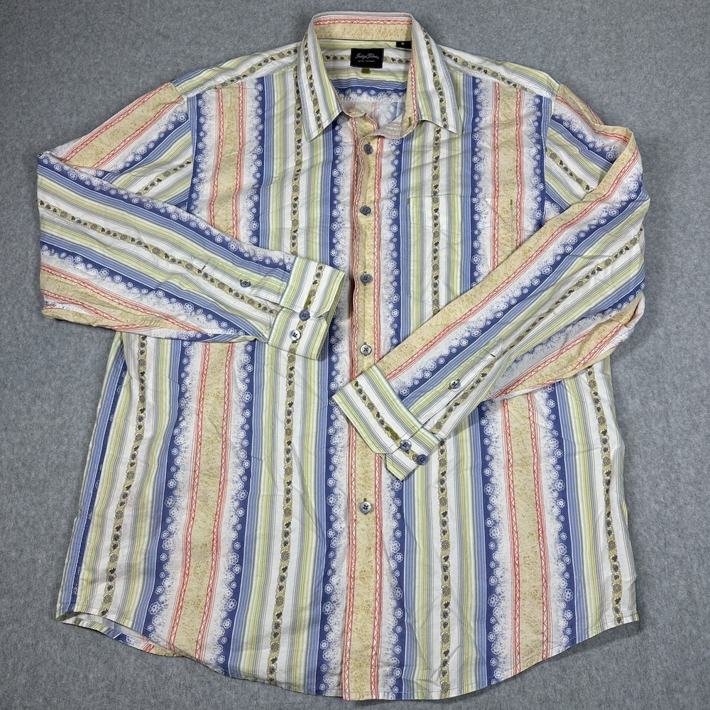 Indigo Palms Vintage Men's Tapestry Stripe Resort Shirt XL Tommy Bahama Style